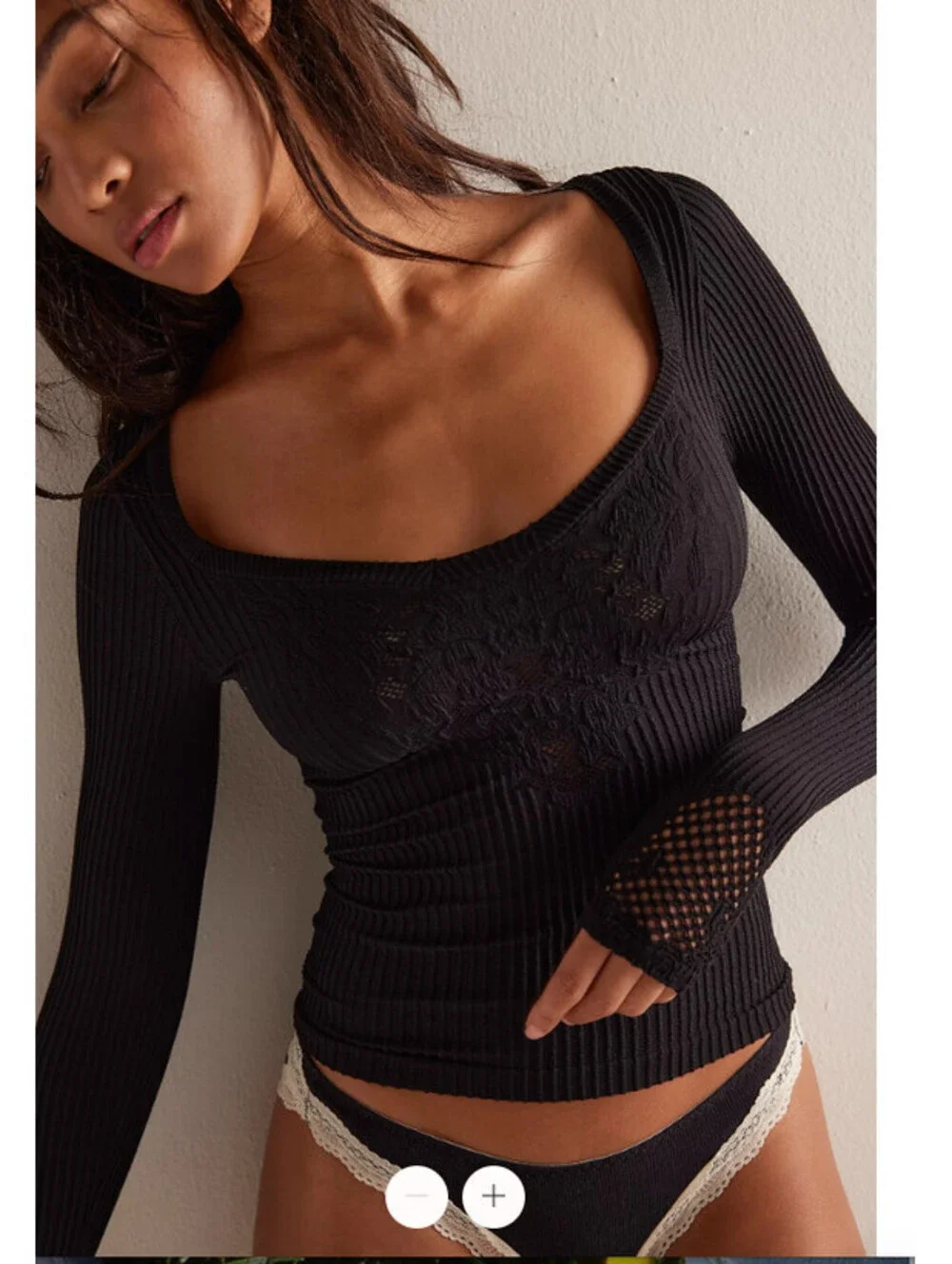 Free People Intimately   Dynamic Duo Long Sleeve gray  top  size M/L New